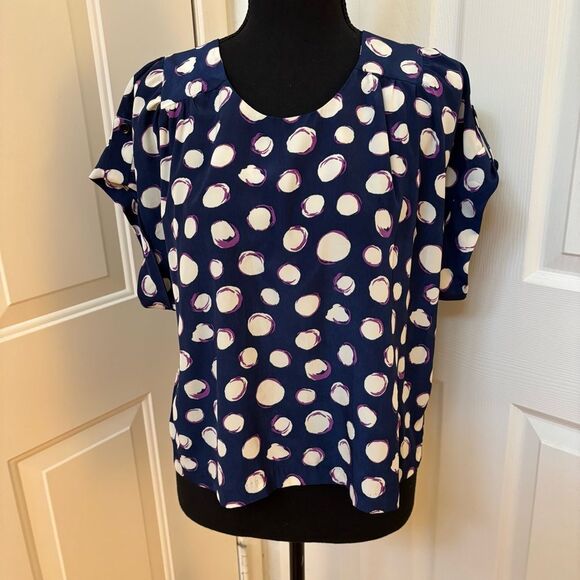 Very J blouse Navy, White Purple Small - Picture 1 of 5